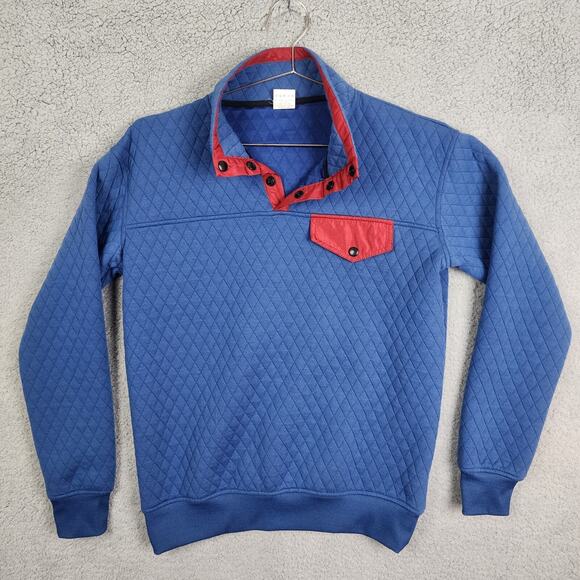 Zyia Active Quilted Snap-T Pullover Women’s Size M Blue Red Pocket - Picture 1 of 7